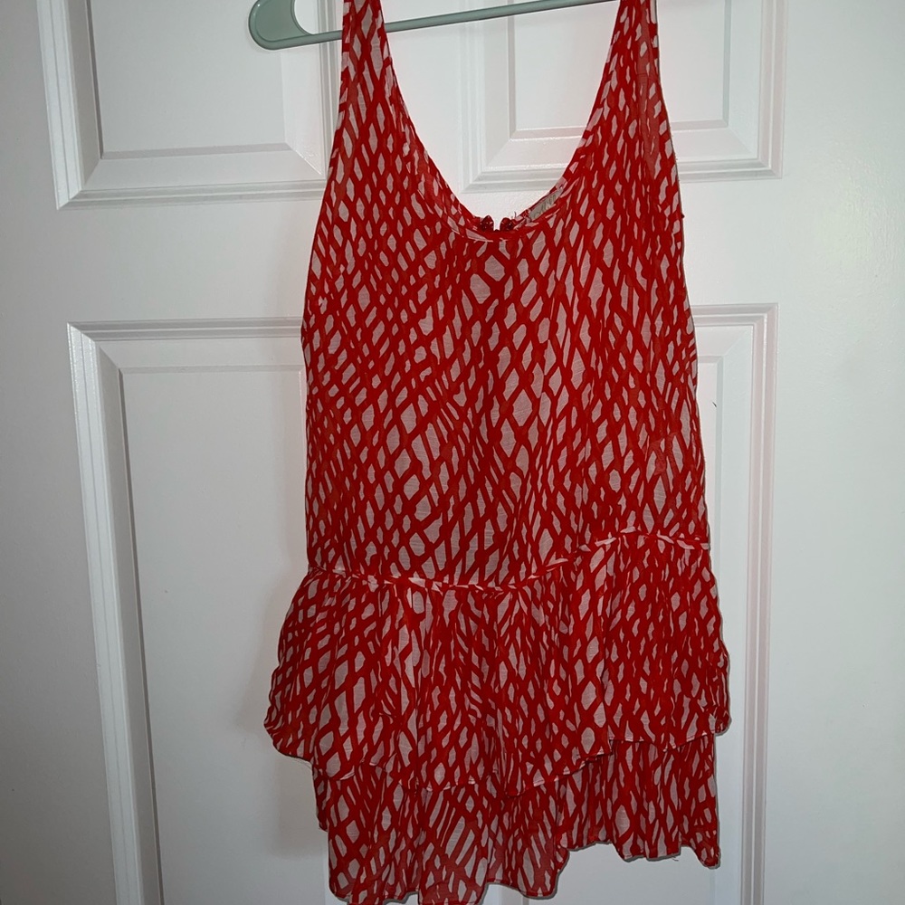 Milly Cabana Coral Silk Ruffle Beach Coverup Dress size 6
